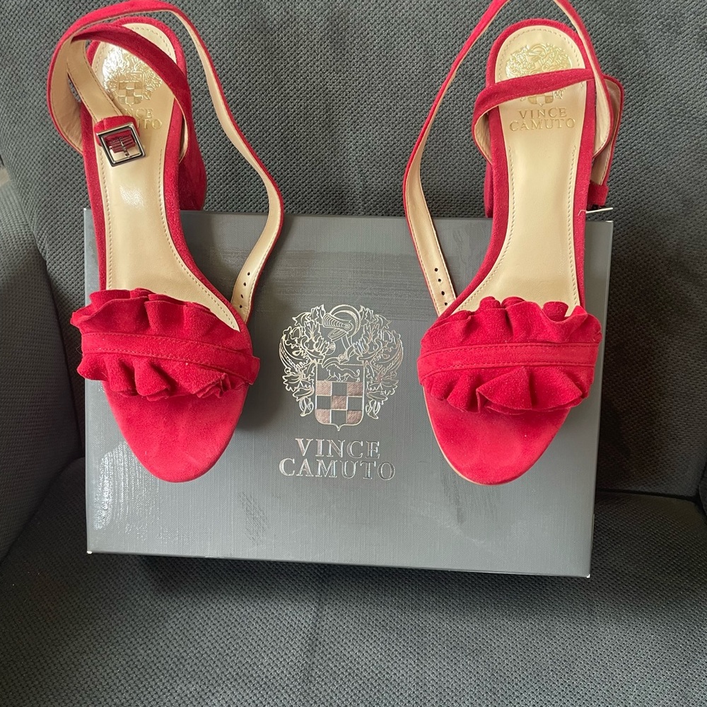 New(never worn) Vince Camuto Cherry Red Suade shoes
